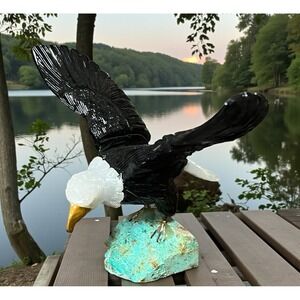 Bald Eagle Figurine Peruvian Peru Stone Rock Hand Carved Art Statue Handmade